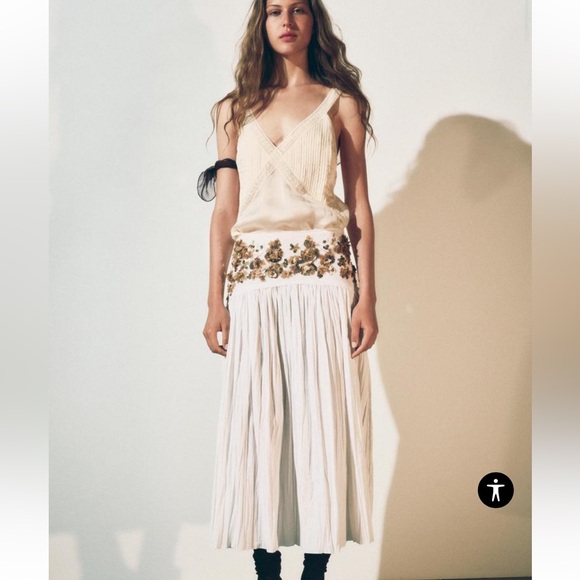 Zara Dresses & Skirts - Zara $129 Embellished Jeweled Midi Skirt ZW Collection Size Small NWT